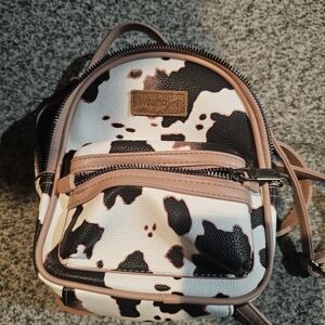 Wrangler Black and White Cow Print Small Backpack